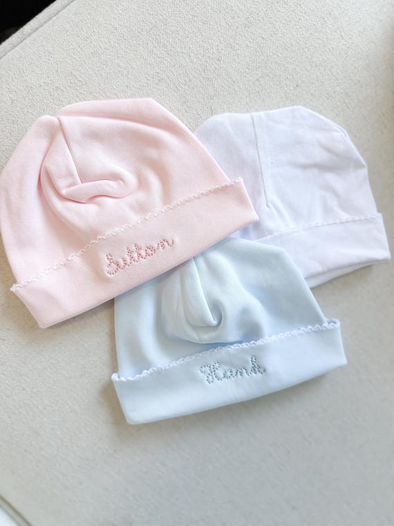 Personalized Embroidered Picot Trim Hat | Heirloom Gift | Baby Shower Gift | Monogrammed Baby | Custom Keepsake | Baby Essentials