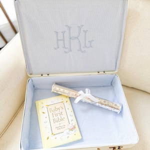 Personalized Heirloom Luxury Keepsake | Custom Storage Chest | Embroidered Trunk Organizer | Baby Shower Gift | Wedding Gift | Family Gift