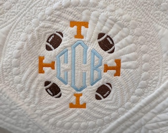 Personalized Embroidered Heirloom Quilt | Tennessee Frame | Baby Shower Gift | Monogrammed Baby Blanket | Custom Keepsake | Newborn Gift