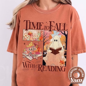 Time to Fall in Love with Reading Comfort Colors Shirt, Fall Cozy Readers Club Shirt, Fall Book Shirt, Autumn Reader Season Bookish Things