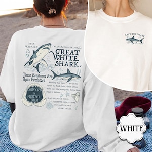 Shark Week Sweatshirt, Respect The Locals Sweatshirt, Save The Shark Shirt, Protect Our Oceans Words on Back, Summer Beach,Shark Lover Gift