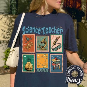 Custom Science Teacher Post Stamp Comfort Colors Shirt, Back To School Shirt, Laboratory Shirt, Chemist Lab Shirt, Biology Teacher Shirt