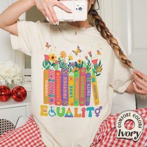 Equality Hurts No One Comfort Colors Shirt, Book Flowers Tee, Equal Rights Activist Shirt, LGBTQ Pride Apparel, Social Justice, Human Rights