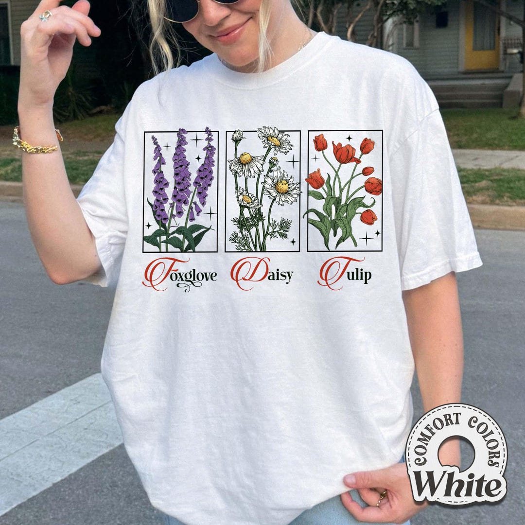 Foxglove Daisy Tulip Comfort Colors Shirt, Subtle Fdt Shirt