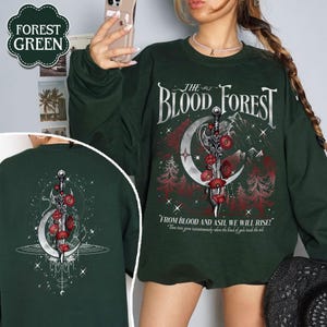 The Blood Forest Sweatshirt, from blood and ash, Poppy Castle Da&#39;Neer, Flesh and Fire, FBAA Bookish Merch, Poppy Casteel Sweatshirt