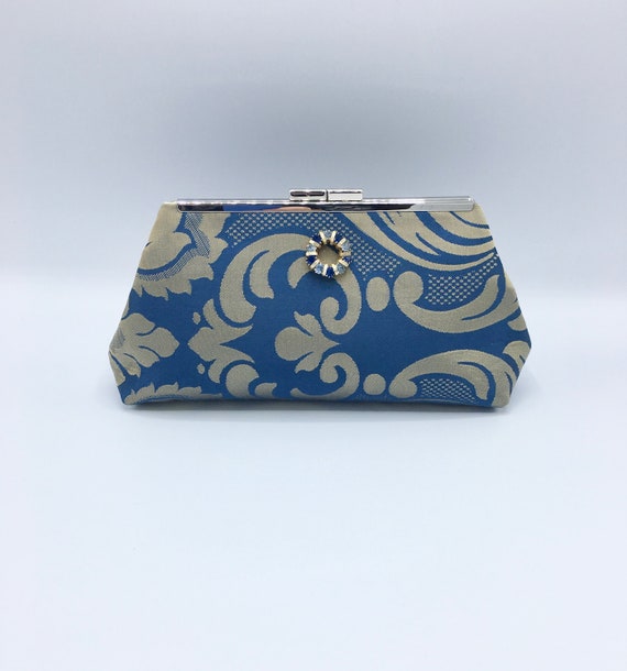 Blue and gold clutch Clearance