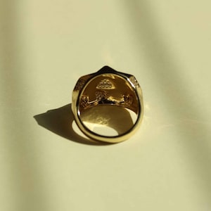 Geometric Faceted CZ Dome Ring — 14K Gold Plated