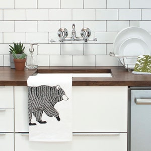 Set of 2 black bear flour sack towels