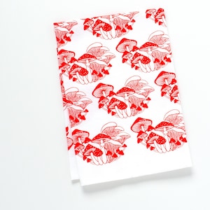 mushrooms tea towel, mushroom flour sack towel, mushroom decor, mushroom pattern, mothers day gift