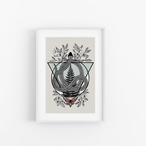 Edición limitada impresión, impresión de póster, arte de cartel, arte de serpiente, impresión de serpiente, arte de corte de papel, corte de papel, arte de papel cortado, arte de póster