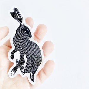 Rabbit sticker (NOW LARGER), waterproof rabbit sticker, waterproof sticker, water bottle sticker, rabbit laptop sticker, vinyl sticker