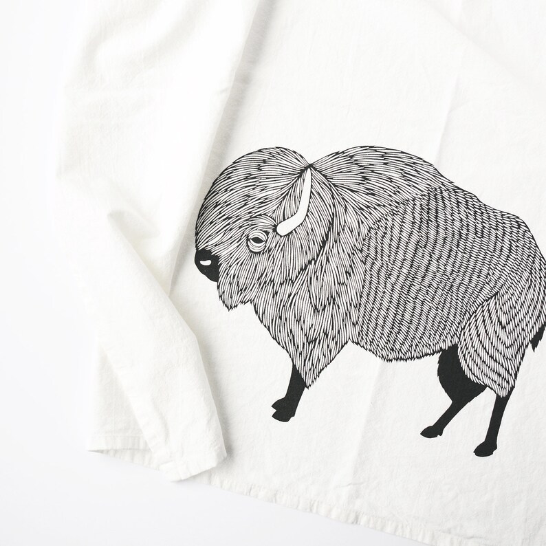 Buffalo towel, bison tea towel, floursack towel, buffalo tea towel, flour sack towel, tea towels, buffalo decor, bison print, dish towel image 5