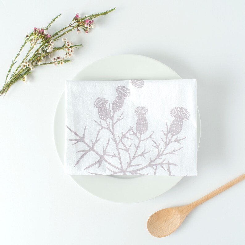 Set of Two Thistle Towels Floral Tea Towel Set Spring Tea Etsy