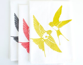 swallows flour sack towel set, bird towels, mothers day gift