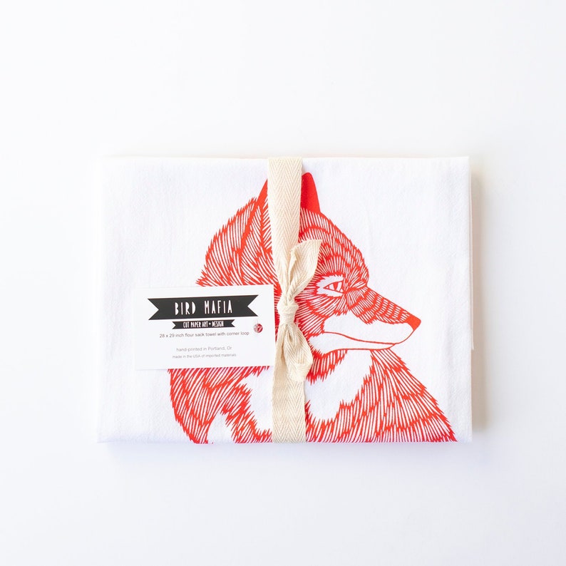 Bird Mafia Fox Flour Sack Tea Towel