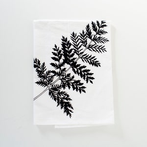 Zakdoek varenmeel, theedoek varen, zwarte print, moederdagcadeau