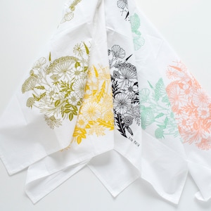 wildflowers tea towel, flower flour sack towel, spring decor, mothers day gift image 2