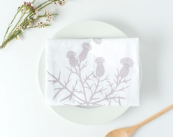 Thistle flour sack towel, floral tea towel, spring tea towel, flour sack towel, mothers day gift, spring decor, housewarming gift