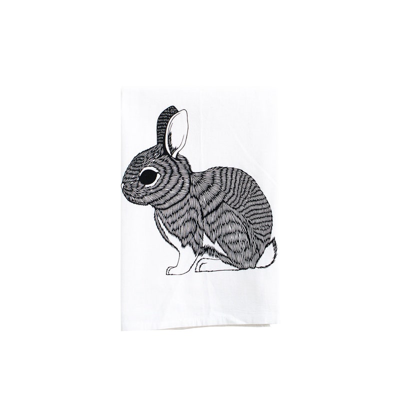 bunny tea towel rabbit decor bunny tea towel spring decor flour sack towel Rabbit tea towel rabbit towel kitchen towel