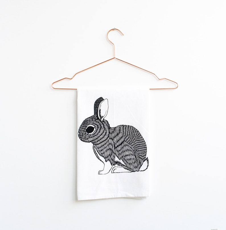 bunny tea towel rabbit decor bunny tea towel spring decor flour sack towel Rabbit tea towel rabbit towel kitchen towel