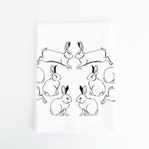 torchon lapin, torchon pour sac de farine, torchon lapins, décor de pâques, serviette de pâques, torchon de printemps