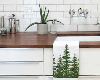 Treeline flour sack towel in forest green