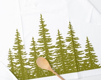 Trees tea towel, cotton flour sack