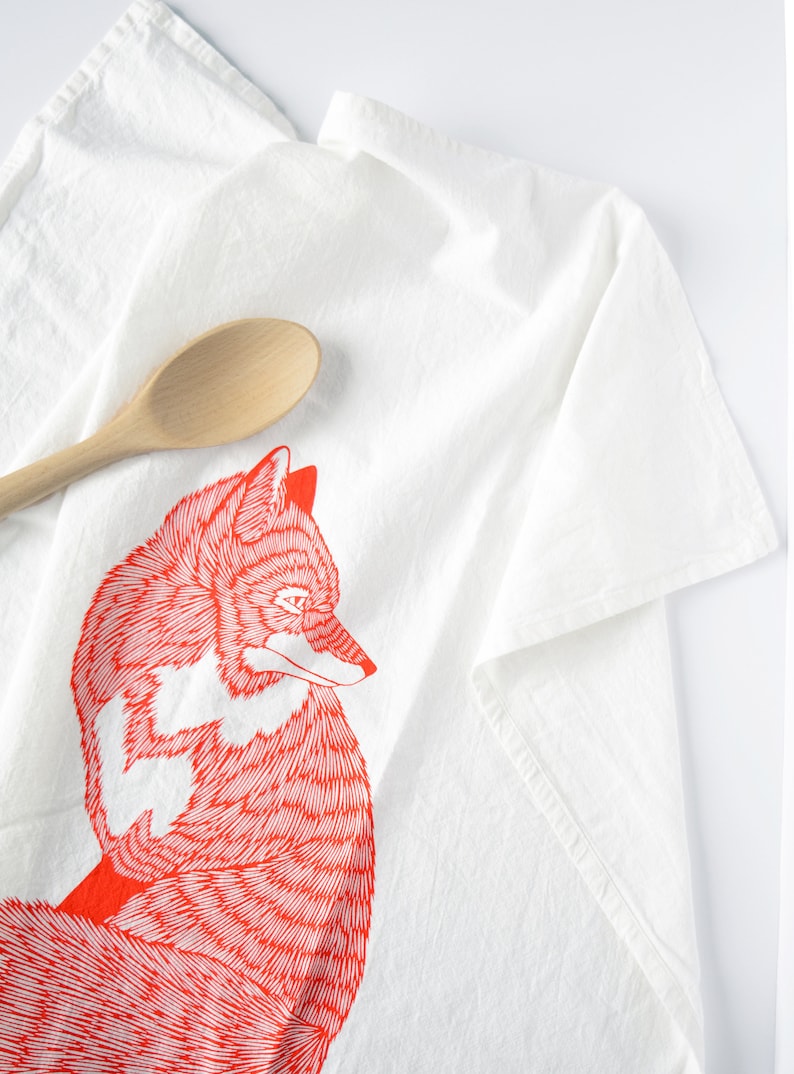 Bird Mafia Fox Flour Sack Tea Towel - Thumbnail 3