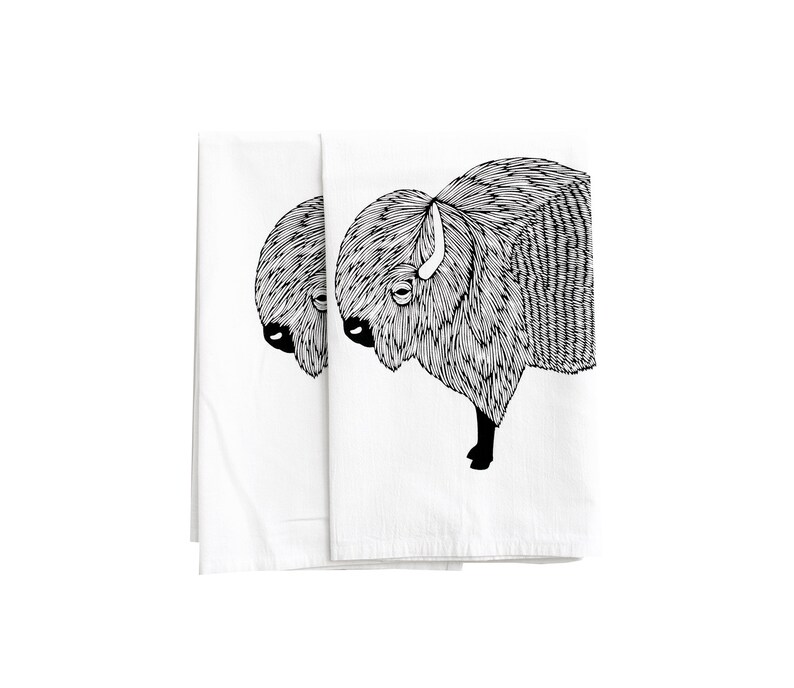 Buffalo towel, bison tea towel, floursack towel, buffalo tea towel, flour sack towel, tea towels, buffalo decor, bison print, dish towel image 4