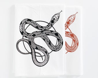 snake flour sack towel, snake tea towel, serpent, snake decor