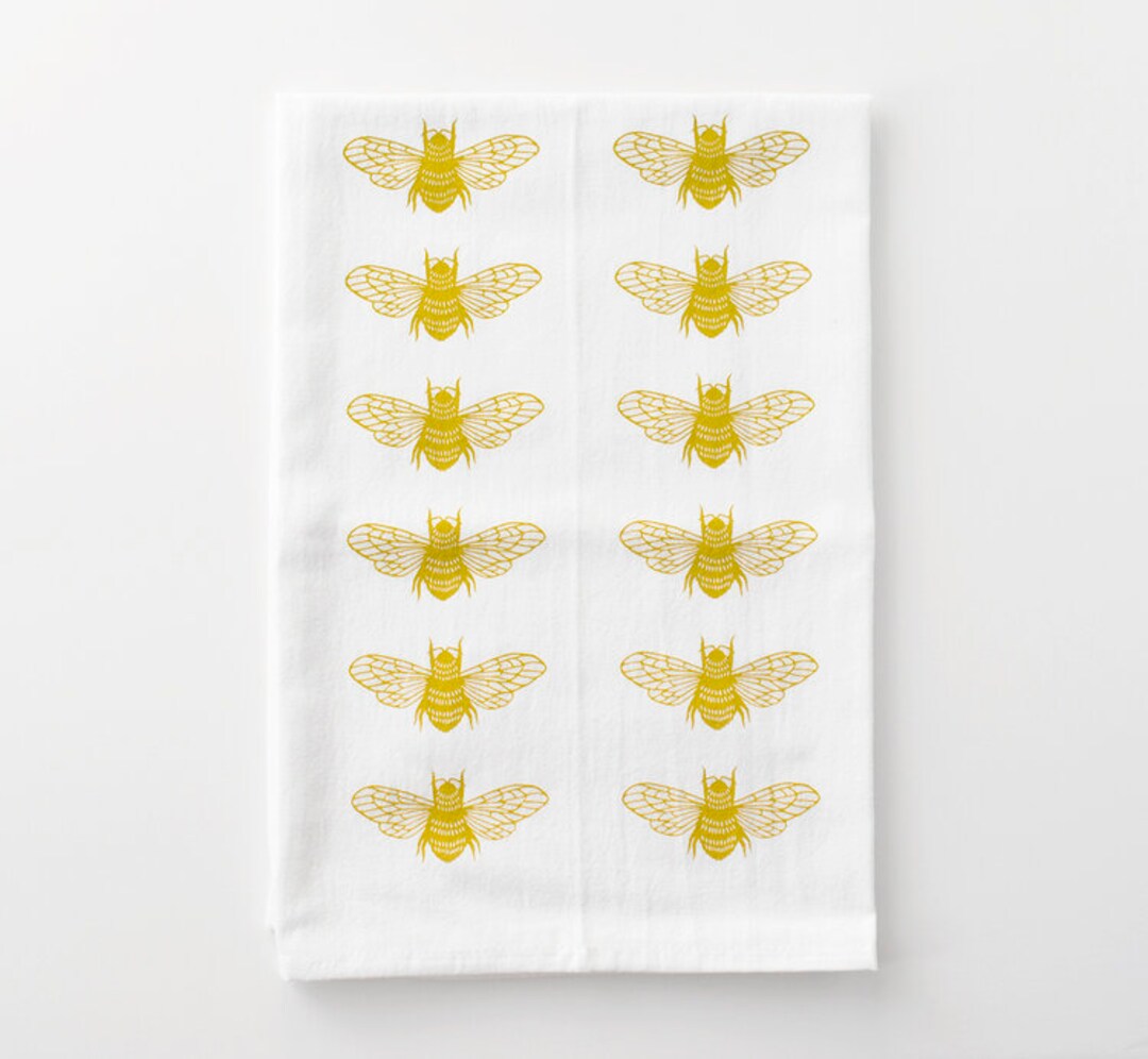 Bees tea towel - bird mafia