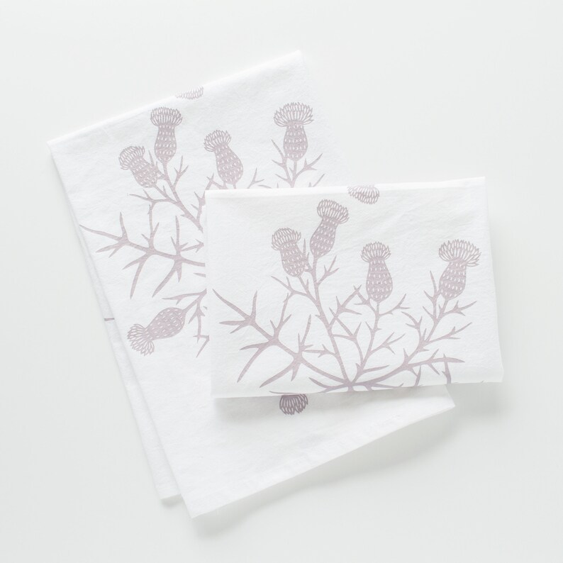 Set of Two Thistle Towels Floral Tea Towel Set Spring Tea Etsy