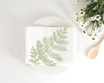 Fern kitchen towel, fern tea towel, light mint print, plant lover