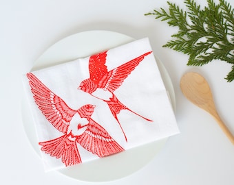 swallows flour sack towel, swallows tea towel, mothers day gift