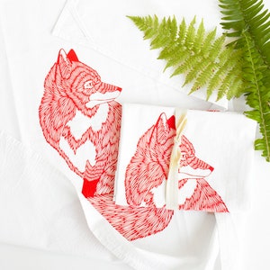 Red fox flour sack towels