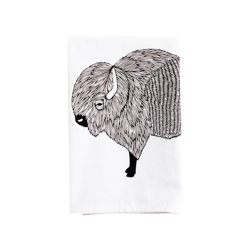 Buffalo towel, bison tea towel, floursack towel, buffalo tea towel, flour sack towel, tea towels, buffalo decor, bison print, dish towel image 3