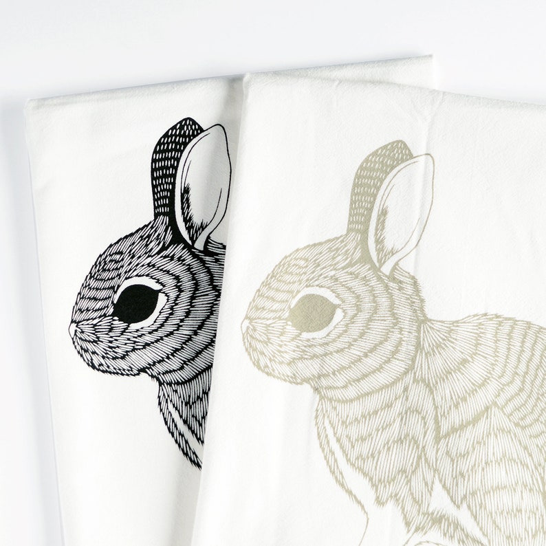 bunny tea towel rabbit decor bunny tea towel spring decor flour sack towel Rabbit tea towel rabbit towel kitchen towel