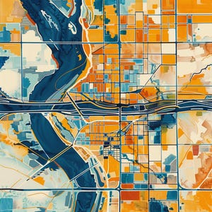 Carte de Phoenix – Art Numérique IA, Affiche Murale Moderne, Téléchargement Instantané