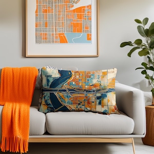 Plan abstrait de la ville de Phoenix - Coussin décoratif basique