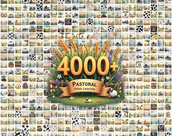 Pastoral Prints Collection: 4000+ Designs of Farmland, Countryside and Fun Barnyard animals[Premium Quality Images 300 dpi PNGs 1024 x 1024]