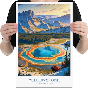 Yellowstone Poster Yellowstone National Park Travel Poster Wall Art Print Yellowstone Print Yellowstone Art Print 12x18 INCH