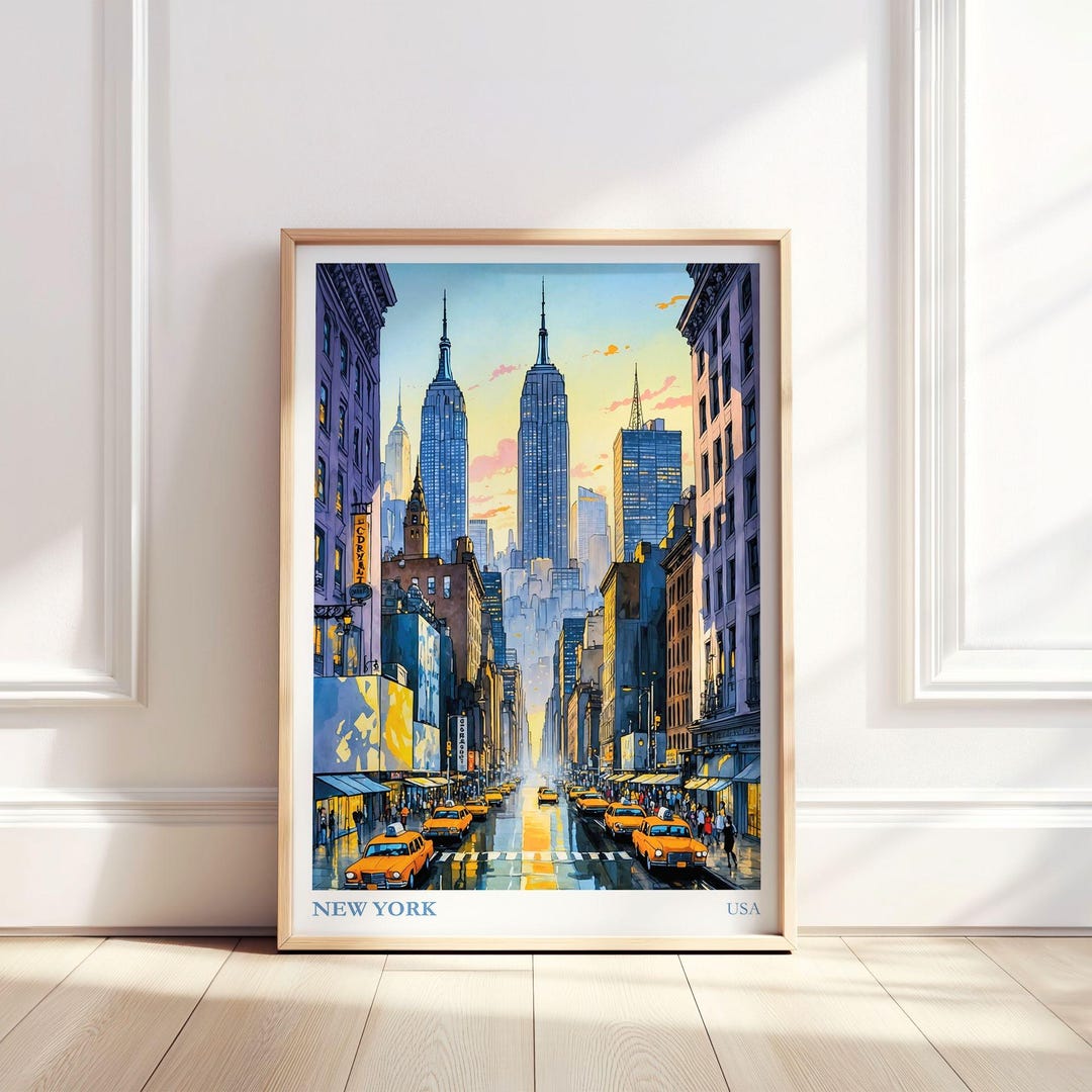 New York Skyline Poster | Cityscape Wall Art | Empire State Building ...