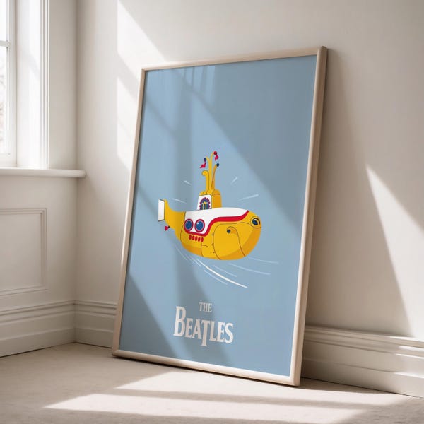 The Beatles Yellow Submarine Poster: Minimalist Classic Rock Wall Art
