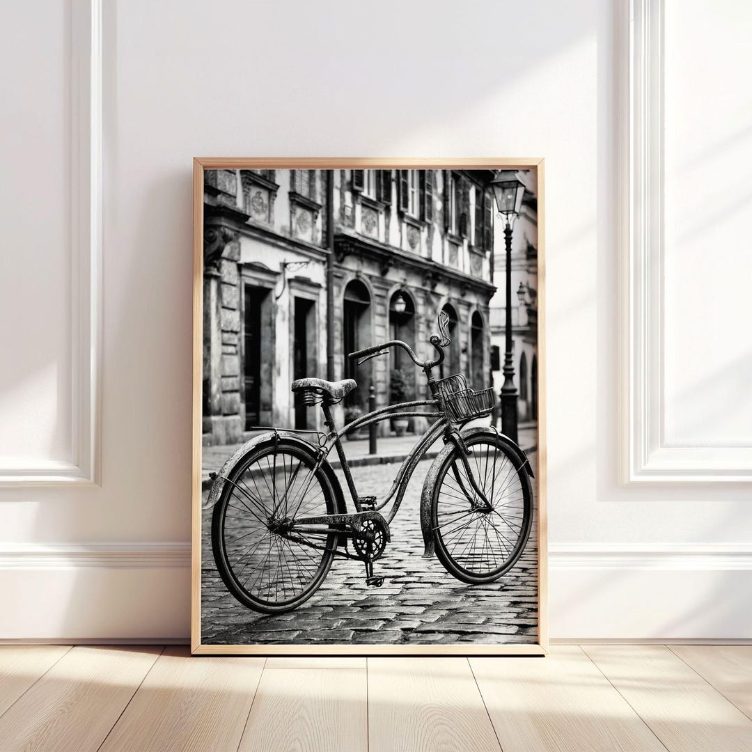 Vintage Black and White Bike Wall Art Print | Black and White ...