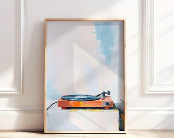 Vinyl Player Art | Music Lover Gift | Record Player Poster | Printable Digital Download | Retro Music Vinyl Print Poster | Retro Groovy Art