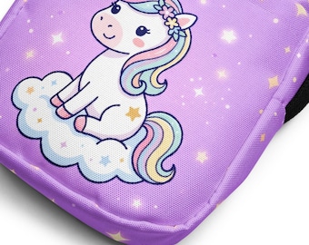 Bolso bandolera de unicornio para niñas - Regalo perfecto para niñas pequeñas, bolso infantil "Cree en la magia", mini bolso morado adorable, idea de regalo de cumpleaños
