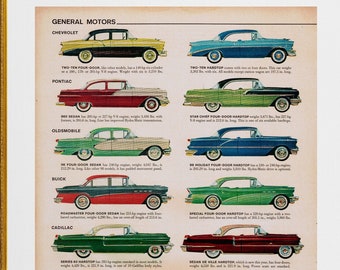 mid century 1950s classic American cars illustration sedan convertible digital download