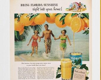 ビンテージ オランジーナ ポスター: オレンジ ジュース広告アート