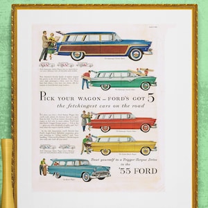 station wagon classic American car , mid century , advertisement,  digital download