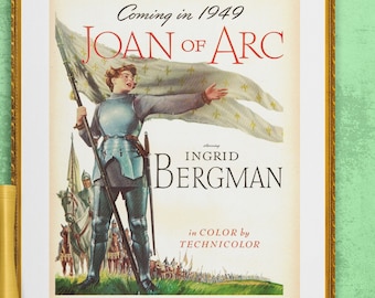 Joan of Arc vintage mid century movie poster illustration digital download